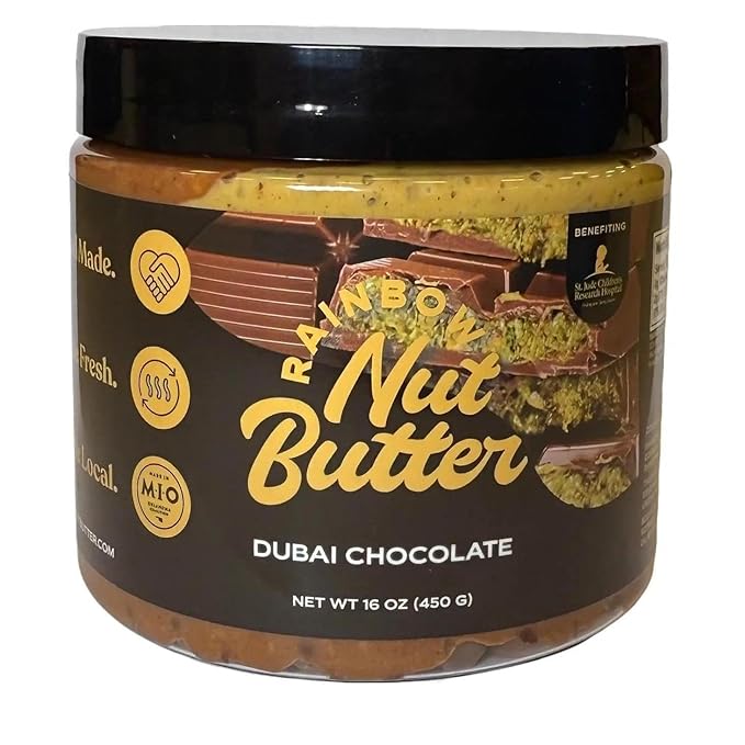 Rainbow Nut Butter Milk Chocolate Dubai Pistachio Nut Butter Cream Kadayif Kataifi Milk Chocolate Chips 16 Oz.