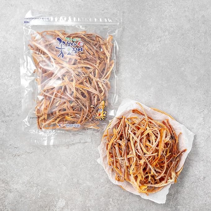 LENITH Korean Dried and Sliced Squid for Snack/Calamari Jerky-rip Packed in Zipped bag Late Night Snack 8.11oz