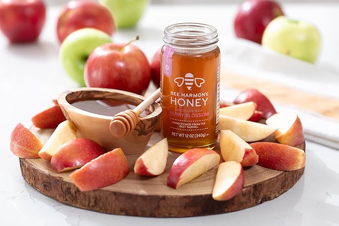 Bee Harmony Honey 5 Pack Variety Pack Contains 5 jars 12 ounces each (Clover Wildflower Orange Blossom Berry and Blueberry)