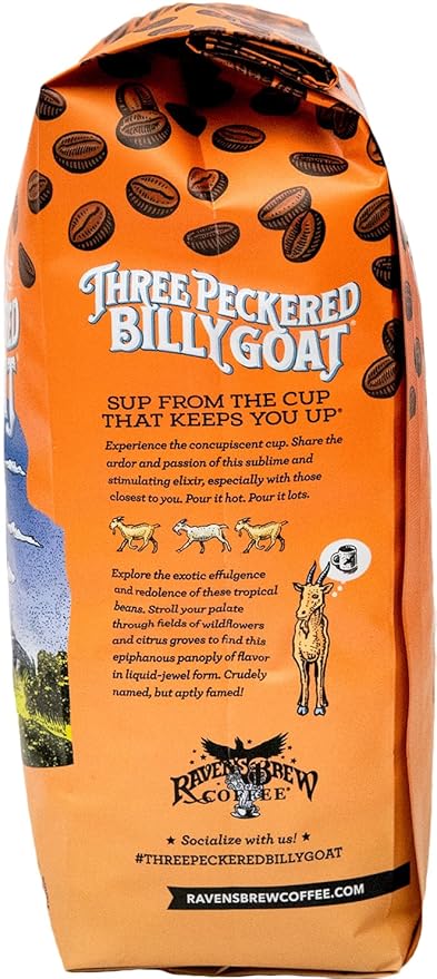 Raven's Brew Coffee High Caffeine Coffee Dark Roast Whole Bean – Three Peckered Billy Goat 2lb