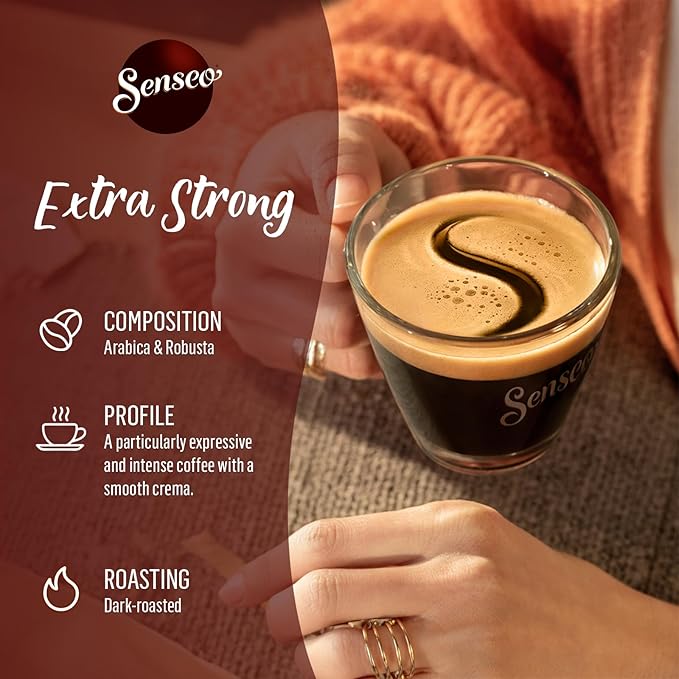 Senseo Extra Strong Coffee Pods – 48 Count (1 Pack) – Dark Roast with Intense &amp Bold Flavor and Rich Crema – Single-Serve Coffee Pads Compatible with Senseo &amp PeleCom Machines