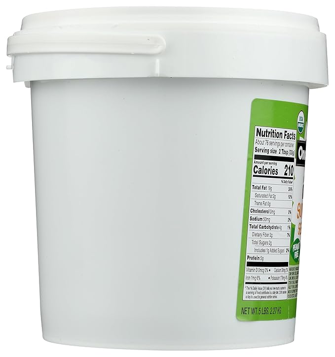 Once Again Organic Creamy Sunflower Butter 5lb Pantry Pal (same as 5 jars)- Lightly Salted &amp Sweetened - Peanut Free USDA Organic Gluten Free Certified Vegan Kosher