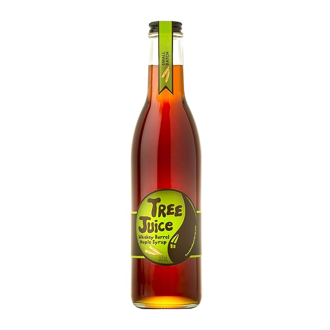 - Tree Juice Rye Whiskey Aged Barrel Maple Syrup™ Local Farm Made 12 oz Grade A Dark -