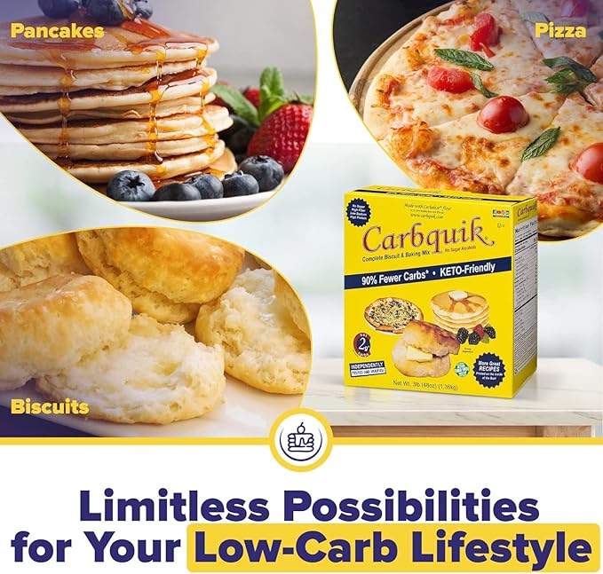 Carbquik Biscuit &amp Baking Mix (3 lb) Mix for Keto Pancakes Biscuits Pizza Crust Bread and More - Keto Food - No Sugar - Low Carb - Nut Free - Quick and Easy Keto Friendly Substitute for Tradit