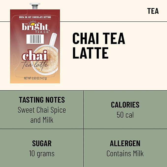 Flavia Bright Tea Co. Chai Tea Latte Freshpacks Works only with Own Brewers (Case of 72 Freshpacks)