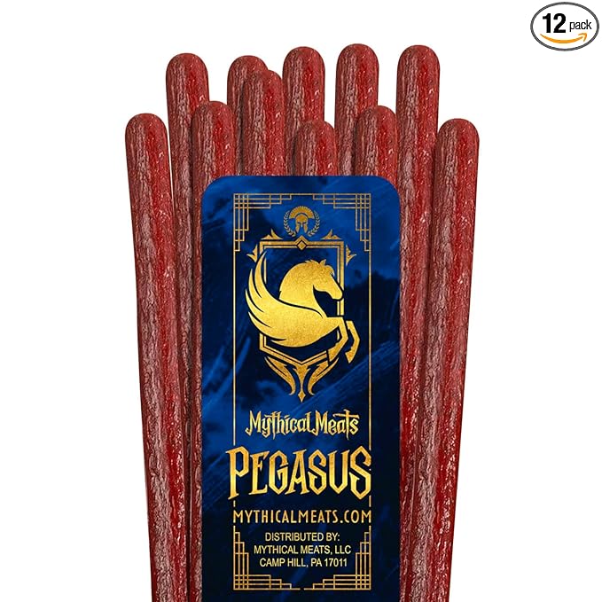 Mythical Meats Original Flavor Pegasus 12-Pack Snack Sticks – Antelope w/Beef – Dried &amp Dehydrated Meats Seasoned to Perfection – High Protein Snacks