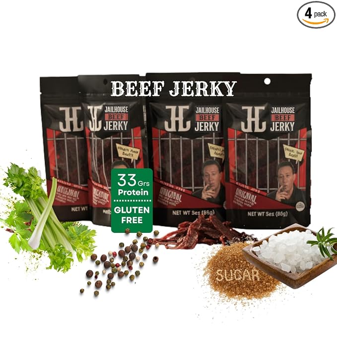 JailHouse Beef Jerky Original | High-Protein Snacks for adults Gluten-Free Jerky Fuel for Active Lifestyles | Uncut Mob Taste | Your Poker Table Carnivore Snax | The Perfect Gourmet Gift for Men