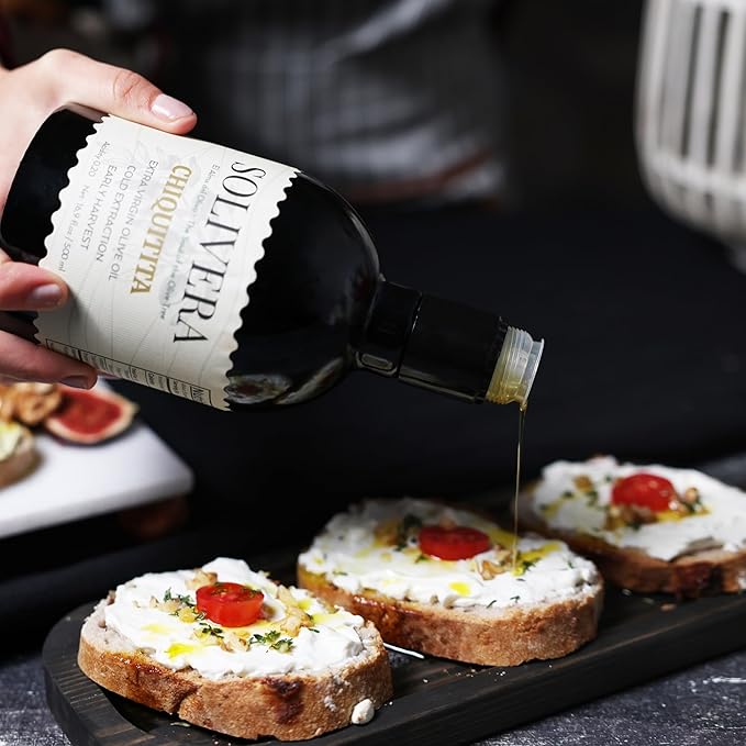 Solivera Chiquitita Extra Virgin Olive Oil Cold Pressed Smooth &amp Subtle Flavor 300+ High Polyphenols Single-Origin Hand Picked Gourmet Organic Olive Oil – 16.8 fl. oz. (Chiquitita)