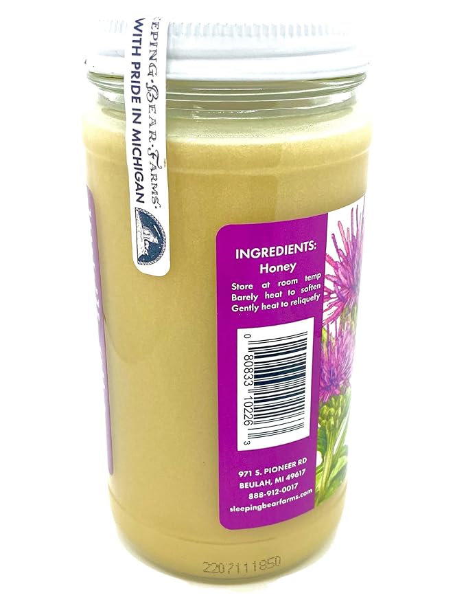 One Pound (16oz) Glass Jar Real Raw Star Thistle Honey From Michigan Beekeepers