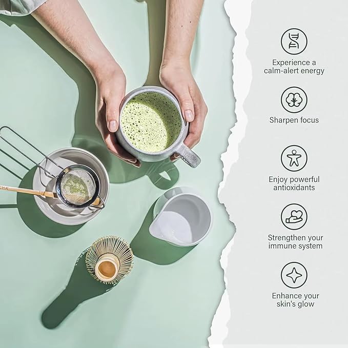 TEA-HAVA: CERTIFIED JAPANESE ORGANIC Matcha Superior Ceremonial Blend – Authentic Japanese First Harvest Ceremonial Grade AA (100% Organic) Matcha Green Tea Powder from Uji Kyoto (30g / 1.06 oz)