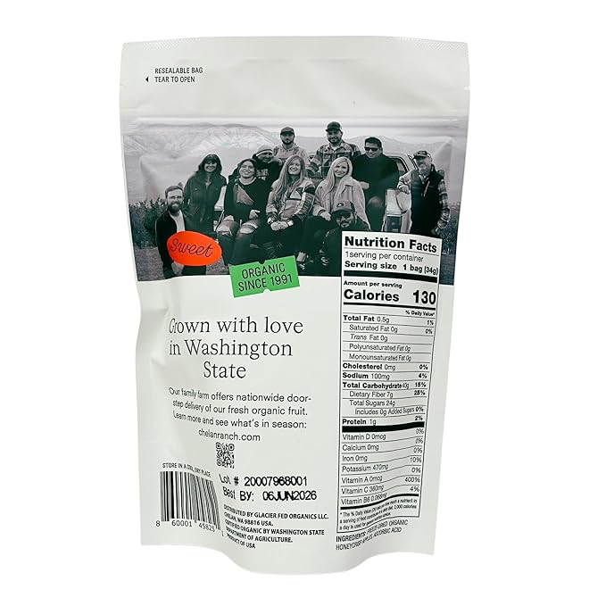 Chelan Ranch Organics Freeze-Dried Organic Honeycrisp Apples Non-GMO &amp Vegan 1.2 Ounce Bag (3-Pack)