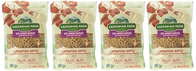 Cascadian Farm Organic Cinnamon Apple Granola Cereal No Added Sugar 11 Ounces (Pack Of 4)