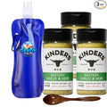 Kinder’s Seasoning Rub Premium Barbecue BBQ Spice pack of 3 5.1 oz. each (15.3 oz) + Candy Freezer Collapsible Bottle &amp Wooden Spoon (Buttery Garlic &amp Herb)