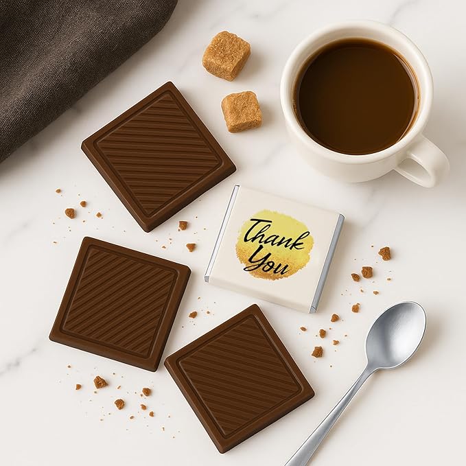 50 pcs Thank You Chocolates - Elegant Milk and Dark Chocolate Treats for Weddings Events Corporate Gifts and Special Occasions (dark) ((Design 3 - dark))