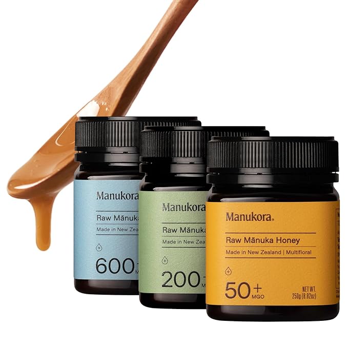 Manukora Raw Manuka Honey MGO 50+ 200+ and 600+ New Zealand Honey Non-GMO Traceable from Hive to Hand Daily Wellness and Immune Support - 250g (8.82 Oz)