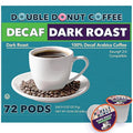 Double Donut Coffee Decaf Extra Bold Blend Dark Coffee pods Dark Roast Coffee Compatible with Keurig K Cups Brewers 72 Count