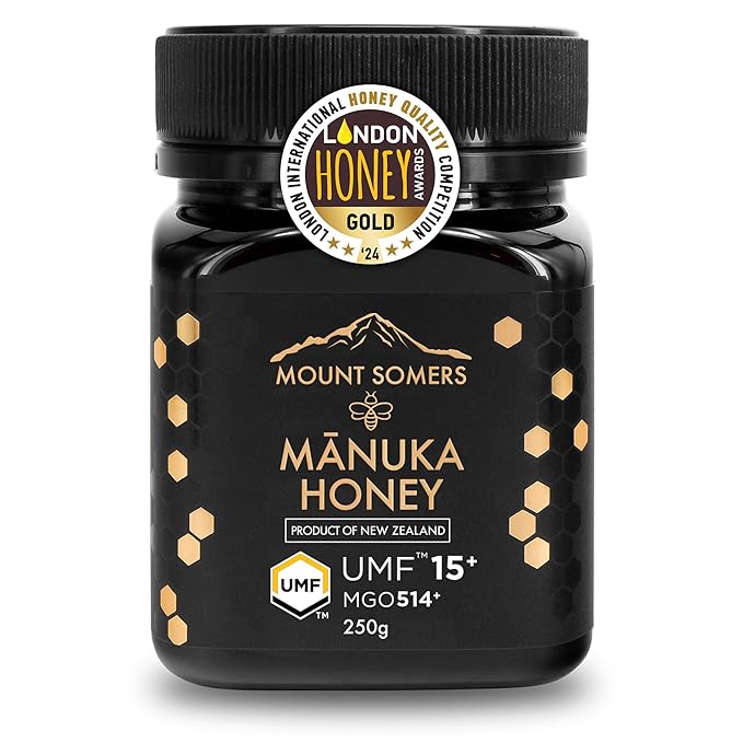 Mount Somers Premium Manuka Honey MGO 514+ / UMF 15+ 100% Pure New Zealand Manuka Honey - Genuine Natural Superfood - UMF Certified &amp Traceable 8.8oz Jar
