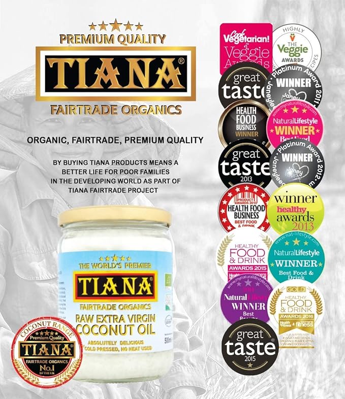 TIANA Fair Trade Organics Raw Extra Virgin Coconut Oil 500 ml