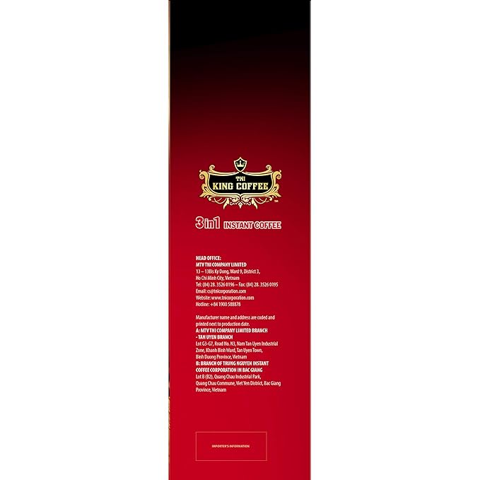 King Coffee Premium Instant Coffee - 3 in 1 Vietnamese Coffee Blend w/Creamer &amp Sugar - 88 Single Serve Instant Coffee Packets (1 Bag - 88 Sticks)