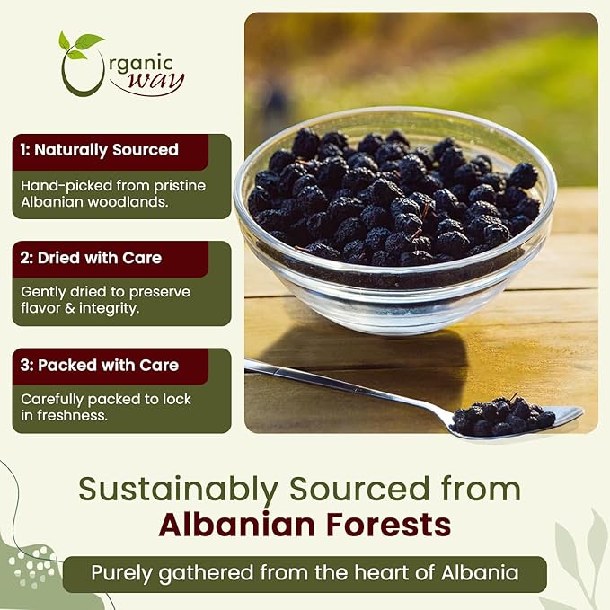 Organic Way Chokeberries Fruit/Aronia Berry Whole (Aronia melanocarpa) - European Wild-Harvest | Organic &amp Kosher Certified | Non GMO &amp Gluten Free | USDA Certified | Origin - Albania (1LBS /