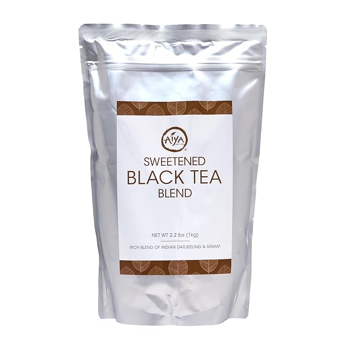 Aiya Sweetened Black Tea Blend | Indian Black Tea with Cane Sugar | Quick &amp Easy Mix for Lattes Smoothies | 1kg Bag (2.2 lbs)