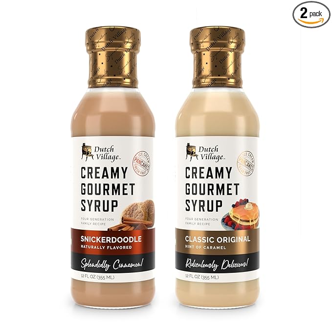 Creamy Gourmet Breakfast &amp Dessert Syrup | Organic Ingredients - Clean Label | No Preservatives Artificial Flavors or Corn Syrup | Gluten-Free | Dutch Village Classic Original &amp Snickerdoodl