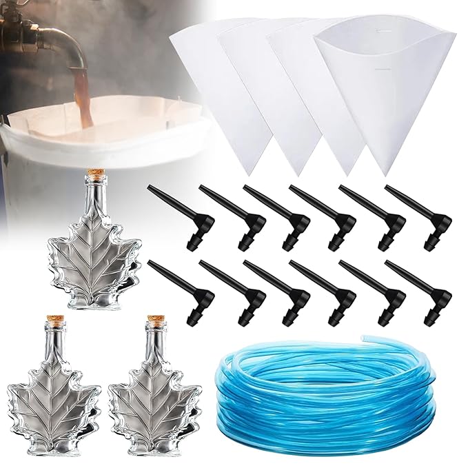 Maple Syrup Filter Tapping and Bottle Kits for Niter Sugar Sand Removal - 31 Piece Complete Sugaring Starter Supplies