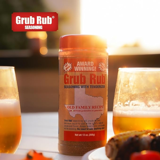 GRUB RUB BBQ Seasonings and Rubs Bold Flavor for any cut Steak Seasoning BBQ Blend Tenderizes Naturally Seasonings and Spices for Cooking enhances Texture and Taste - 3 Pack | 13 oz each