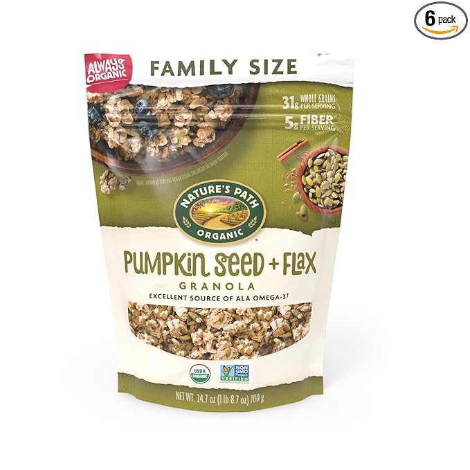 Nature's Path Organic Pumpkin Seed + Flax Granola 24.7 oz (Pack of 6) Non-GMO