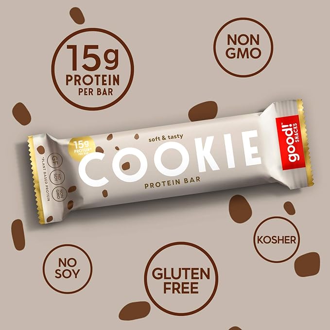 good! Snacks Cookie Dough Vegan Protein Bar Soy &amp Gluten Free Plant Based Low Sugar 15g Clean Protein Natural Healthy Superfood Snack Kosher Friendly For Athletes &amp Active Lifestyles 1