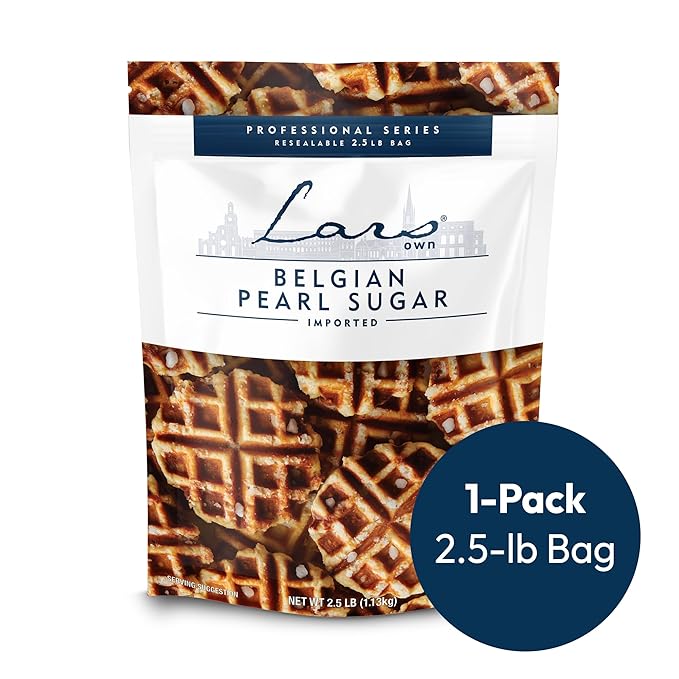 Lars Own Professional Series Belgian Large Pearl Sugar – 1-Pack 2.5-lb Resealable Bag – Large Crystals for Caramelization in Liège Waffles