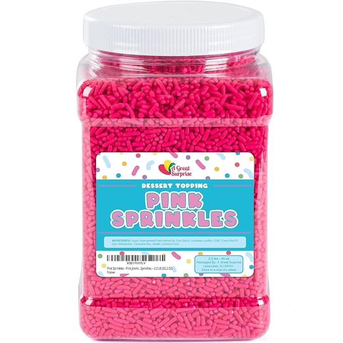 Pink Sprinkles - 2.2 Pounds - Mother's Day Toppings - Bulk Hot Pink Sprinkles for Cupcakes Baby Showers Gender Reveal Princess Parties
