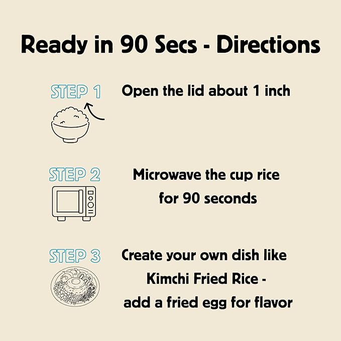 Premium Instant Rice | Sticky Sushi Rice | 0 Trans Fat/ 0 Cholesterol/ 0 Sodium | Ready in 90 Secs | Gluten-Free | Healthy Sticky White Rice Bowls (Bap) – [WHITE Rice |12 Pack] | Long Shelf Life - O'F