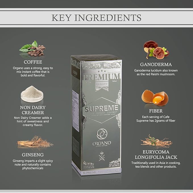 ORGANO Café Supreme 100% Ganoderma Lucidum with Ginseng (20 Sachets)