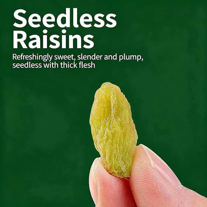 500g Green Raisins - Ready-to-Eat Dried Fruit Snack Soft &amp Chewy No Washing Needed Perfect For Baking Oatmeal Yogurt And Cooking