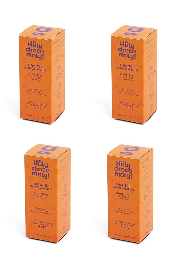 Orange Zest Chocolate Truffles | Low in Refined Sugar Made With Dates and Real Nut Butters | Healthy On-the-go Snack | 4 Truffles/Box 16 Truffles