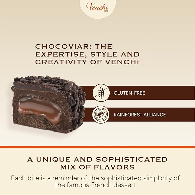 Venchi - Chocoviar Crème Brulée Chocolates Extra Dark Chocolate with Caramel Flavor Chocolate Candy Bulk Gluten Free 2.2 lb Bag