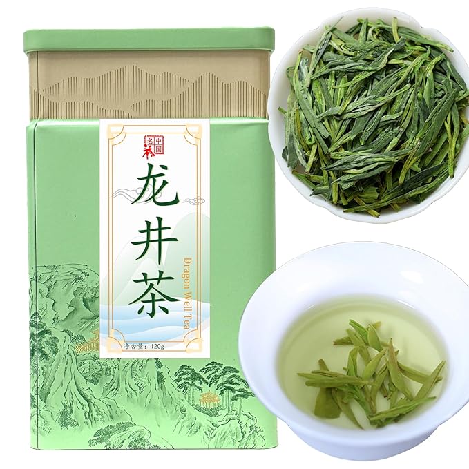 Longjing Tea Dragon Well Chinese Green Tea Loose Leaf Dragonwell Chinese Tea Long Jing龙井茶 绿茶 明前龙井 茶叶 4.23oz/120g