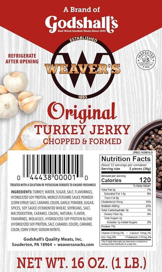 Weaver’s Original Turkey Jerky (16oz turkey jerky strips)