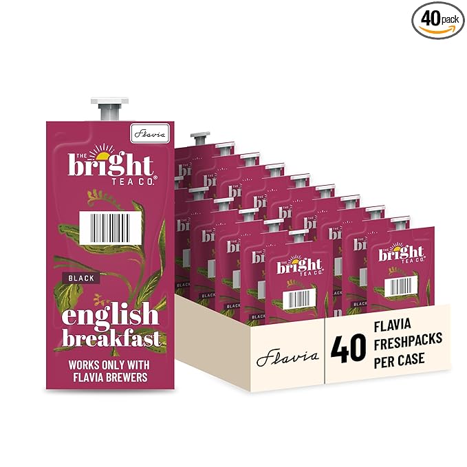 Flavia Bright Tea Co. English Breakfast Tea Freshpacks works only with Flavia Brewers (Case of 40)
