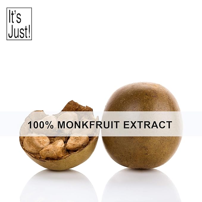 It's Just! - 100% Monkfruit Extract Powder Keto Friendly Sweetener Monk Fruit Sugar-Free Non-GMO Non-Glycemic (25% Mogroside V 1.5oz / 42g)