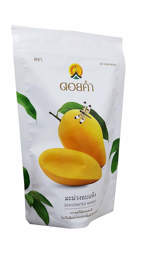 3 Packs of Dehydrated Mango Made From Real Mango Delicious Snack From Doi Kham Brand Royal Project Product from Thailand. No Artificial Color and Flavor Added. (140 g/ pack)