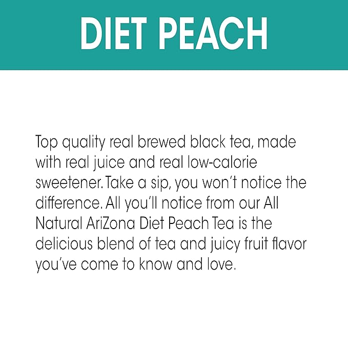 AriZona Diet Peach Tea 20 Fl Oz Pack of 24 - All Natural Brewed Tea20 Fl Oz (Pack of 24)
