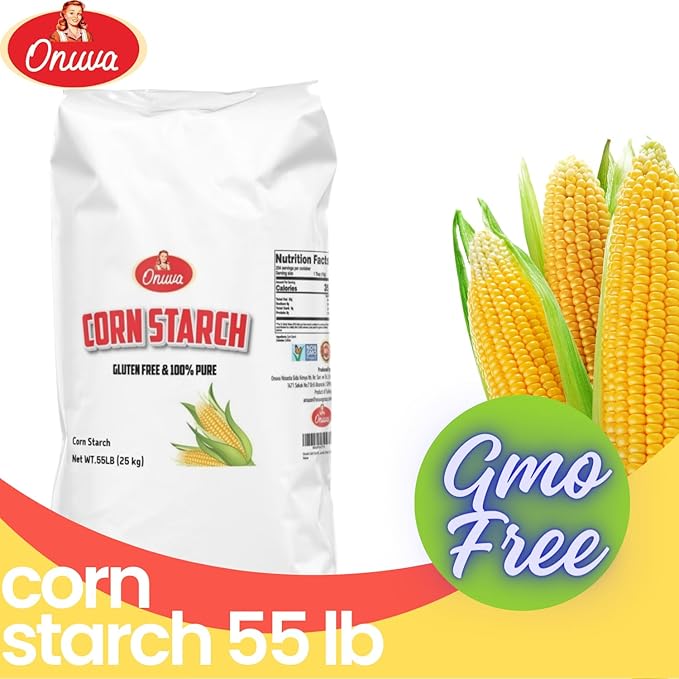 Onuva's Corn Starch (55 lbs 25 kg) - Gluten Free - Vegan - Thickener For Sauces Soup &amp Gravy