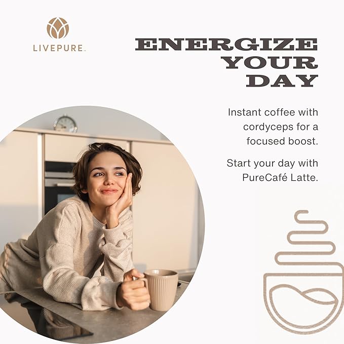 PureCafé Bold Black Coffee with Cordyceps | Smooth Energizing Flavor | Convenient Single-Serve Packets | Supports Focus Vitality &amp Wellness | 30 Servings