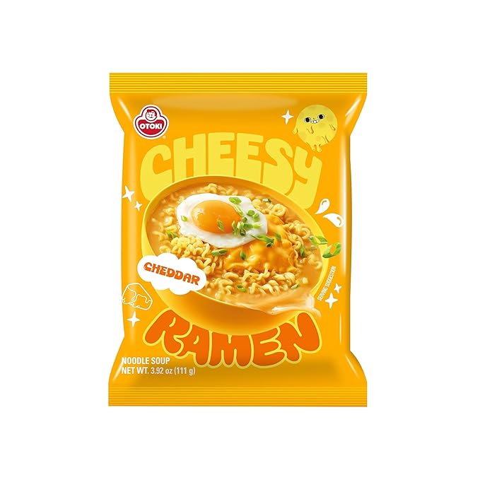 Cheesy Ramen - Cheddar Soup Ramen | Mild Kick Creamy &amp Savory Korean Noodles | 3.92 oz (Pack of 32)