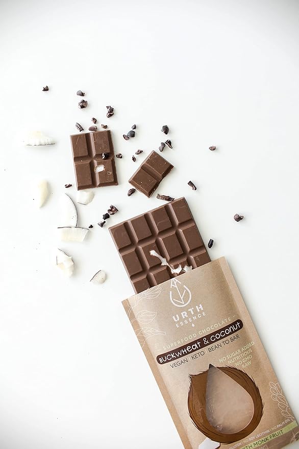 Urth Essence Sugar Free Chocolate Vegan Chocolate Bars | Keto Chocolate | Dairy Free Chocolate| Keto Friendly Food | Healthy Food Vegan Gifts| Organic Chocolate |Gluten Free Snacks (Milk Chocolate Coc