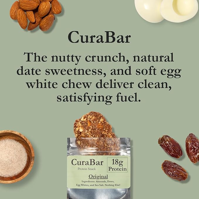 CuraBar Protein Bars – 17g Protein Low Carb Gluten Free Dairy Free Healthy Snack Seed Oil Free No Artificial Ingredients 12 Count Original