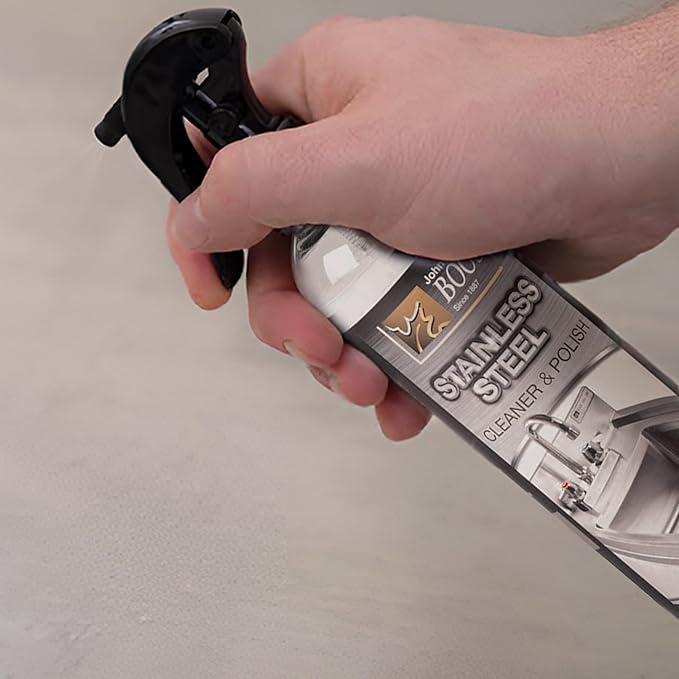 John Boos Stainless Steel Cleaner with Fine Mist Spray Lavender Scent 8 oz - Streak-Free Cleaning Polish &amp Stain Remover for Stoves Ovens Sinks &amp Kitchen Surfaces