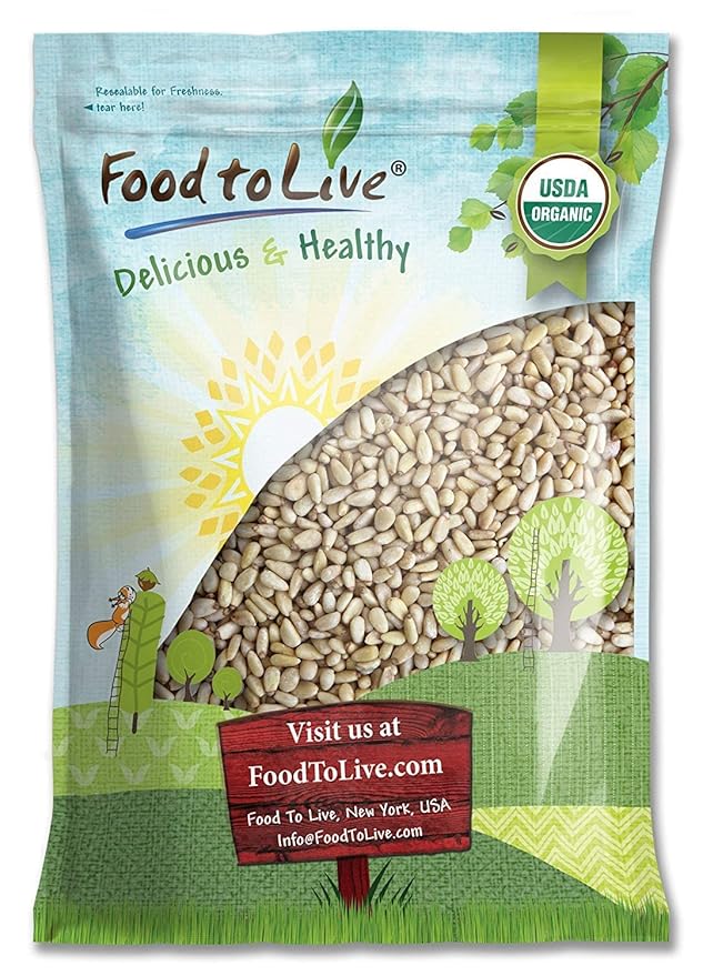 Food to Live - Organic Pine Nuts 12 Pounds Non-GMO Whole Raw Pignolias Unsalted No Shell Vegan Kosher Bulk Snack. Rich in Vitamin E Protein.